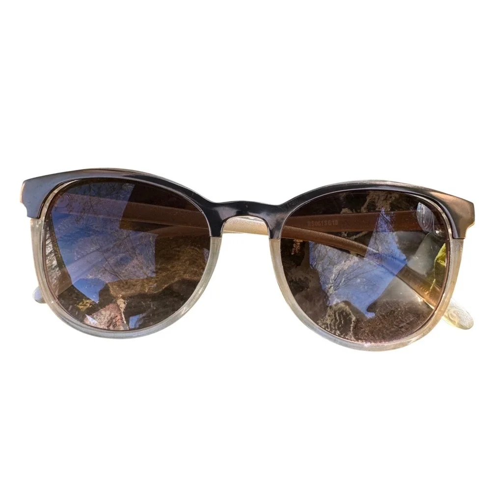Saki‎ Champagne Gold Cat Eye Lightweight Sunglasses Case Brown Gradient Lens